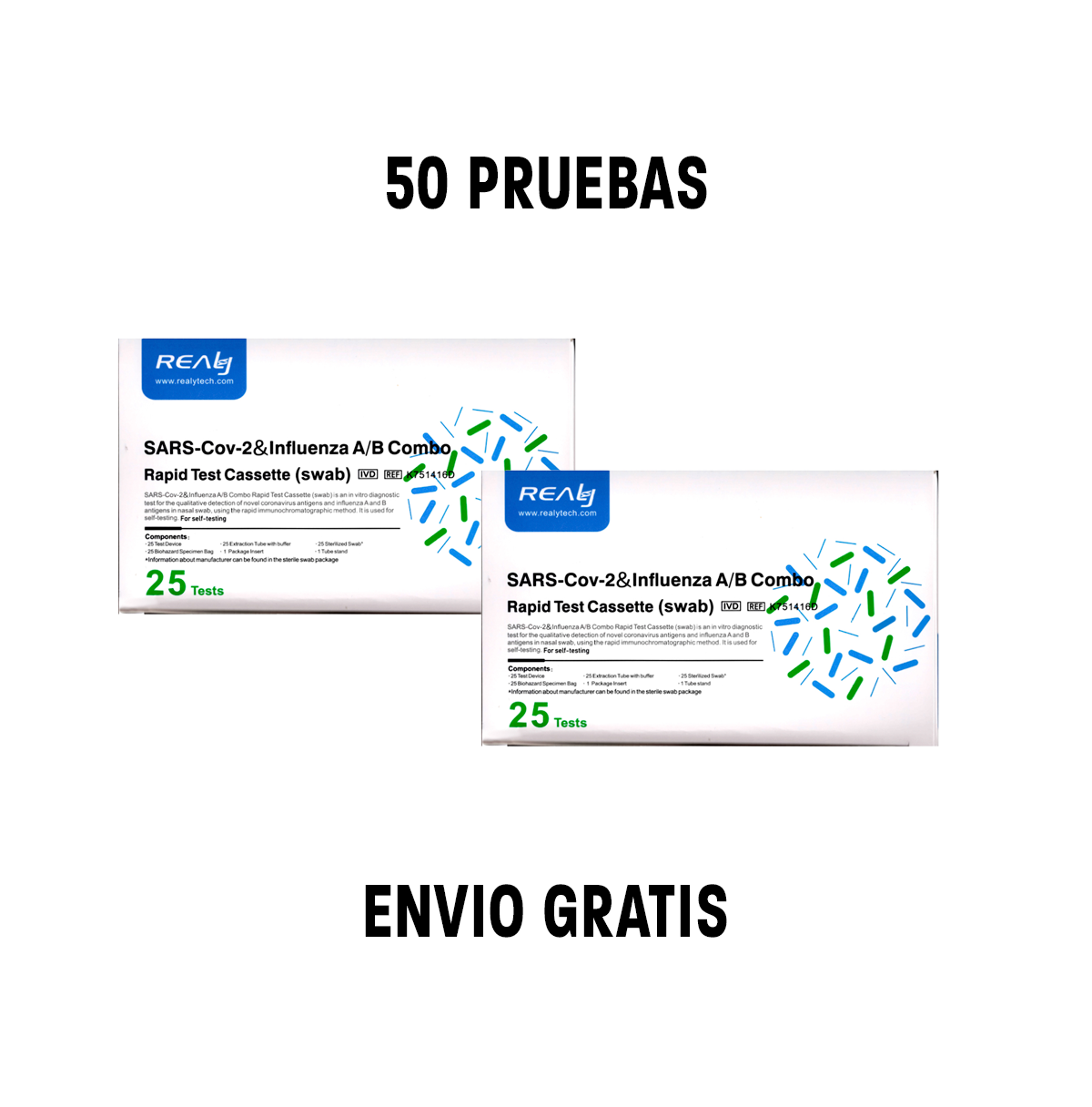 Pruebas Rápidas De Antígeno DUO Covid-19 + Influenza A/B Realy Tech