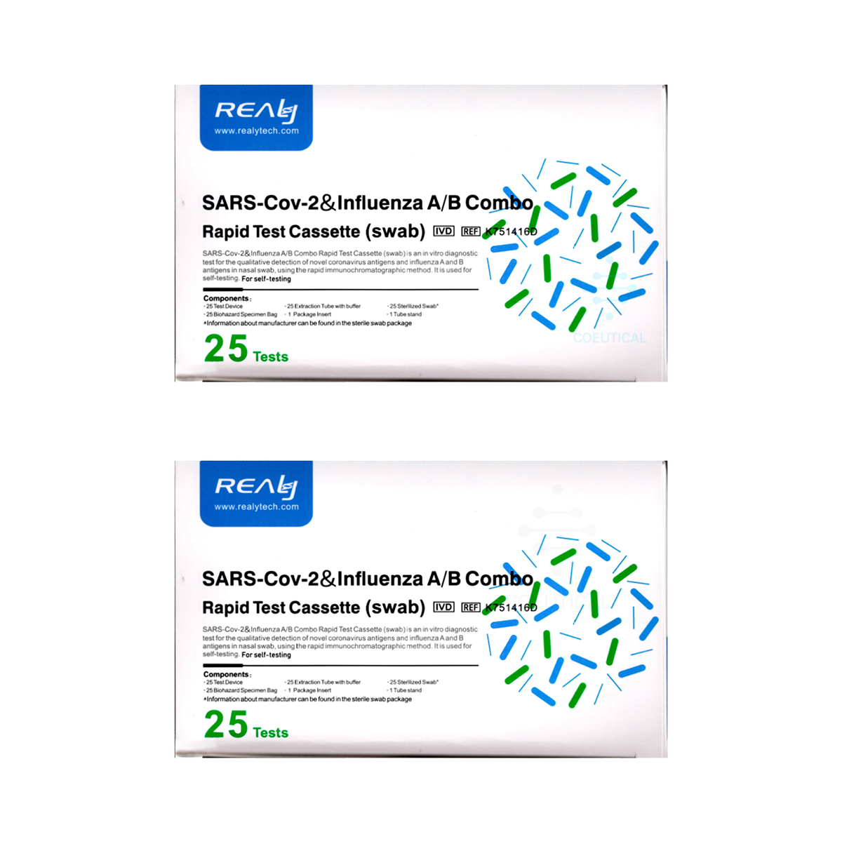 SARS-Cov-2 & Influenza A/B Combo Rapid Test Cassette (swab) 25 tests