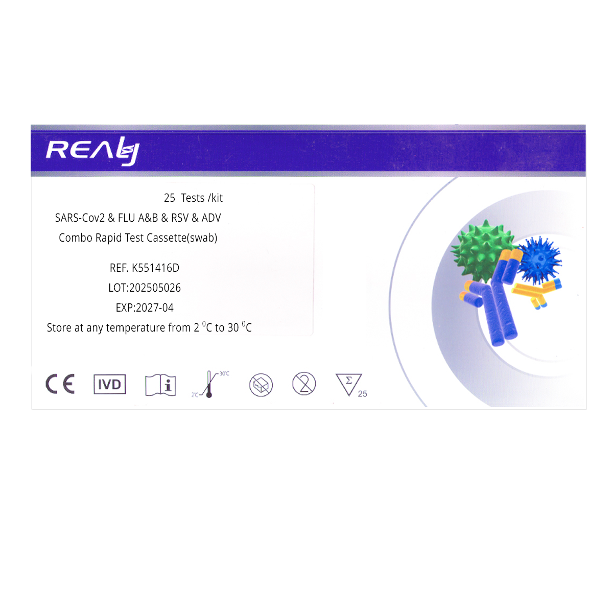 SARS-CoV-2 & Influenza A/B & RSV & ADV ( adenovirus) Antigen Combo Rapid Test kit REALY TECH