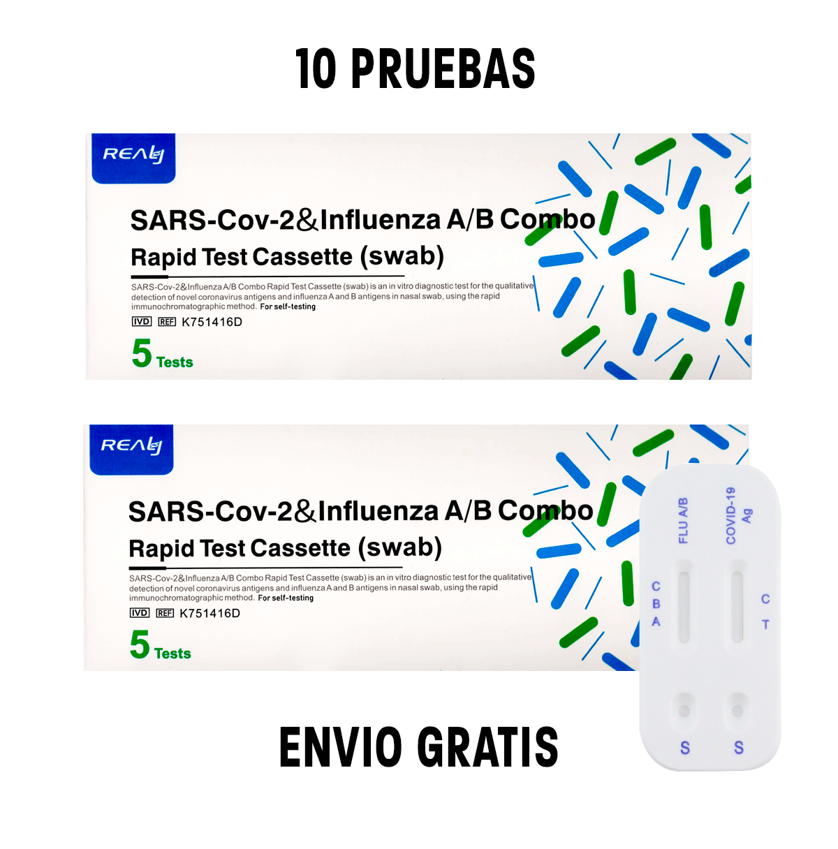 Pruebas Rápidas De Antígeno DUO Covid-19 + Influenza A/B Realy Tech