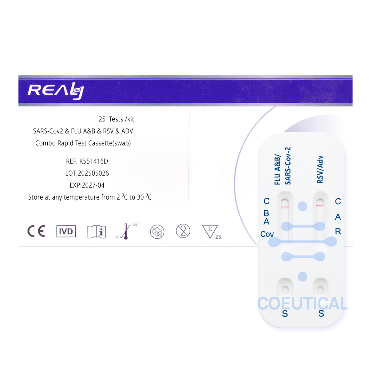 SARS-CoV-2 & Influenza A/B & RSV & ADV ( adenovirus) Antigen Combo Rapid Test kit REALY TECH