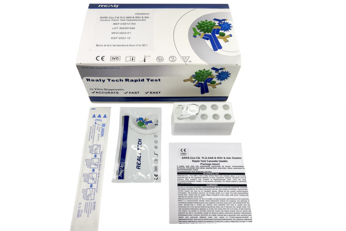 SARS-CoV-2 & Influenza A/B & RSV & ADV ( adenovirus) Antigen Combo Rapid Test kit REALY TECH
